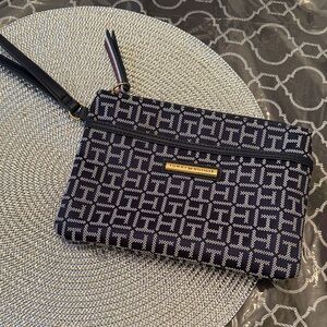 Tommy Hilfiger Black and White Patterned Wristlet